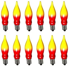 12 Pack Christmas Flame Tip Lights Bulb, Red Yellow C18 7w Red/Orange 