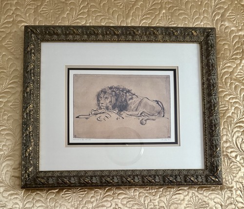 Art Print Lion Lying Down by Rembrandt van Rijn 23”x19” - Picture 3 of 17