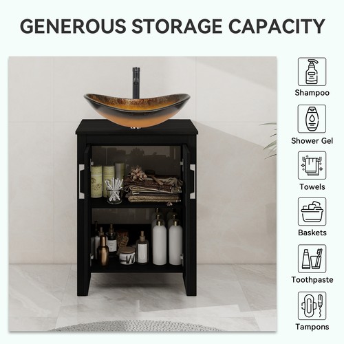 ELECWISH 24'' Bathroom Vanity Free Standing Storage Cabinet with Vessel Sink - Picture 25 of 44