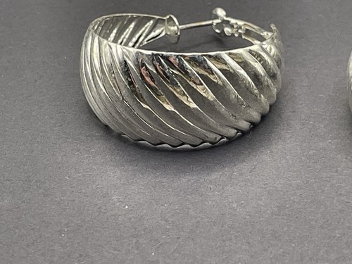 Big Chunky Silver Colored Hoop Earrings - Picture 2 of 3