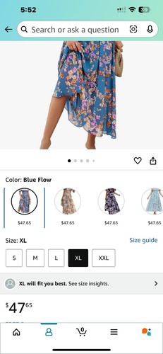 New Amazon Bought, XL No Brand Floral Print , rustic Sky Blue Background - Picture 8 of 8