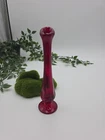 Vtg Fenton Rubt Swung Glass Strawberry Bud Vase 7.5"