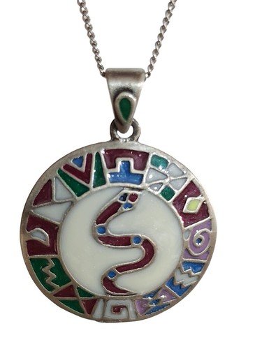Collana serpente serpente azteco ciondolo conoscenza Talismano smalto... - Foto 6 di 9