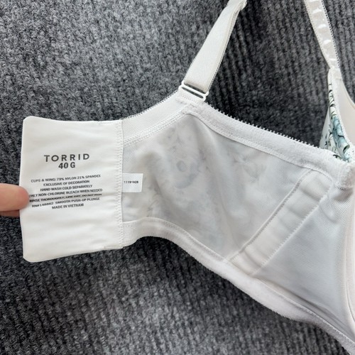 Torrid BH 40G weiß blau Rosen & Totenköpfe Rücken glättend leicht gefüttert T-Shirt - Bild 6 von 7