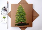 Real Painting: Christmas Card "Xmas Tree #68" w/envelope by Judith Rowe