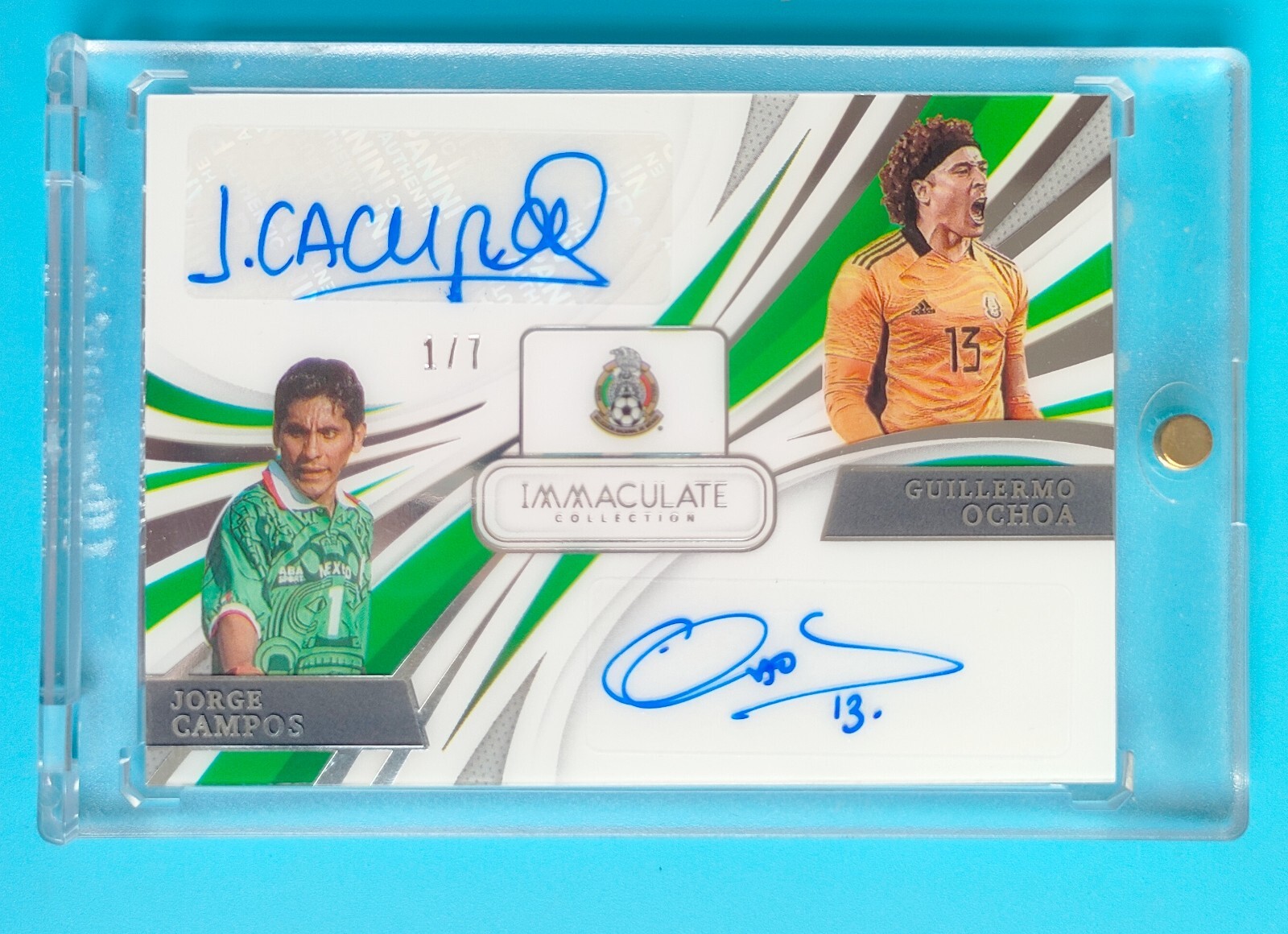 2021 Panini Immaculate Soccer Jorge Campos Guillermo Ochoa Dual Auto 1/7 Mexico
