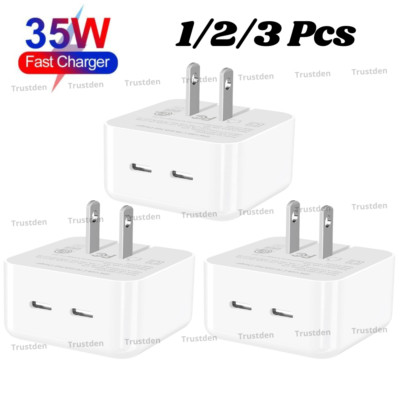 35W Dual USB C Port Fast Wall Charger Type C Block For iPhone 14 13 12 iPad Pro
