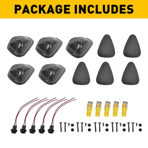 5 Smoke Lens Amber LED Cab Roof Marker Light Kit For Ford F-250 F-350 Super Duty - Picture 5 of 12