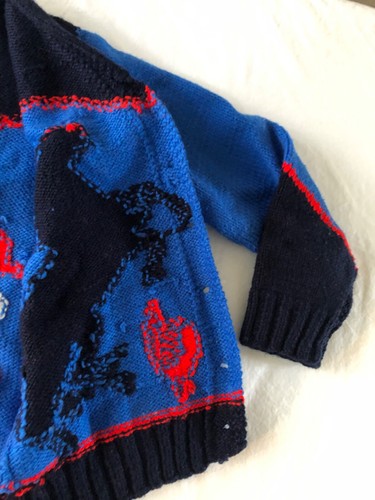 Vintage Knitted Blue Cowboy Horse Sweater Unisex Child Size - Picture 13 of 14