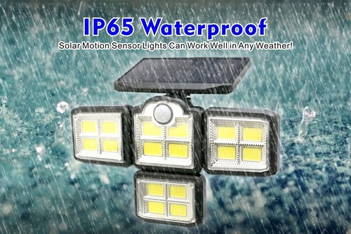 198 LED 4 Head Solar Motion Sensor Light Outdoor Garden Wall Security Flood Lamp - Picture 5 of 16