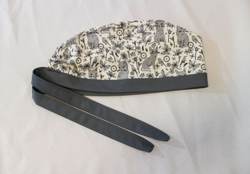 Gray Cats Surgical Scrub Cap Dentist Vet Chemo Hat - Picture 3 of 5