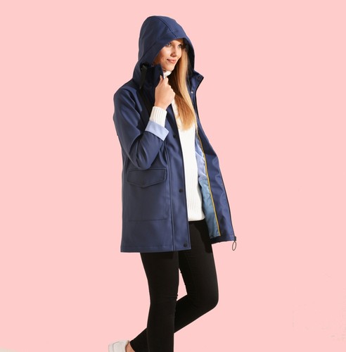 New Women Red Water Resistant PU Rubber Raincoat UK8 10 12 14 16 18 20 22 24 26 - Picture 14 of 38