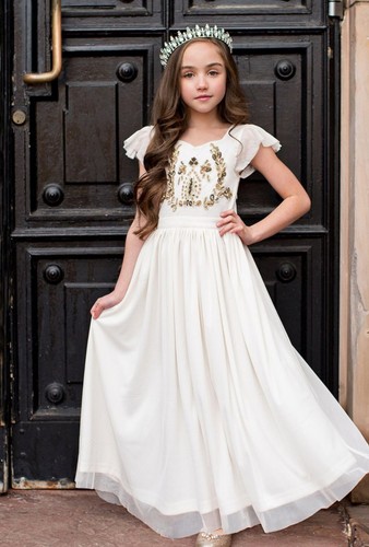 Joyfolie Girl's Lexa Maxi Dress in Gold Size 10 NWT Wedding Vacation Beach - Picture 2 of 12