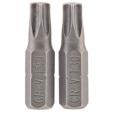 Draper T30 Torx Star Screwdriver Bit 1/4'' Hex 25mm Long (Pack of 2) 66435