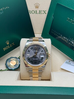 Rolex Datejust 41 NEW 2023 Wimbledon Gray Green Roman Fluted - Main Image