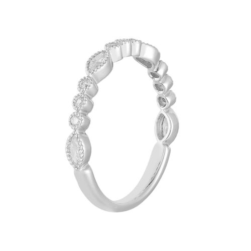 0.284CTW 14K White Gold Round And Marquise Lab Grown Diamond Band Ring MZ12062 - Picture 2 of 7