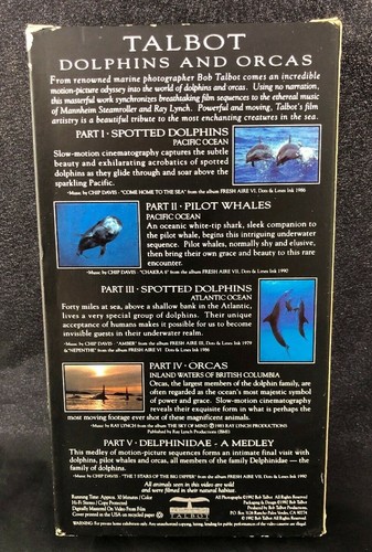 TALBOT THE VIDEO DOLPHINS & ORCAS CHIP DAVIS MUSIC Ray Lynch M. Steamroller VHS - Picture 2 of 12