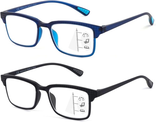Fashionable Blue Light Blocking Reading Glasses - 2 Pack Progressive Multifocus - Picture 3 of 8