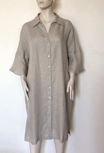 MARINA RINALDI, 100% LEINEN Kleid in Beige, Größe MR 27, 18W US, 48 DE, 56 IT - Bild 15 von 19