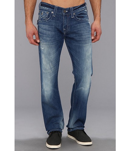 $258 NEW True Religion Brand Jeans Mens 32 x 34 Ricky Straight Leg Blue Denims - Picture 2 of 11