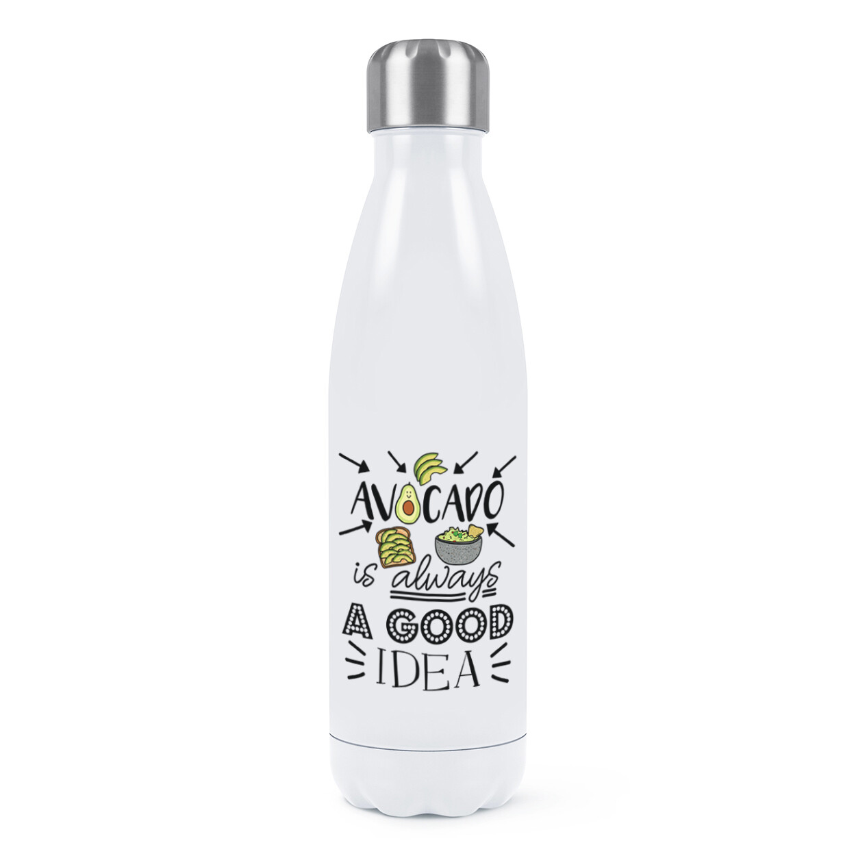 Avocado Is Always A Good Idea Double Wall Water Bottle Guacamole Funny Vegan