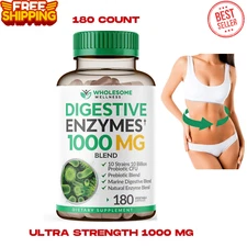Digestive Enzymes 1000MG Plus Prebiotics & Probiotics Supplement, 180 Capsules