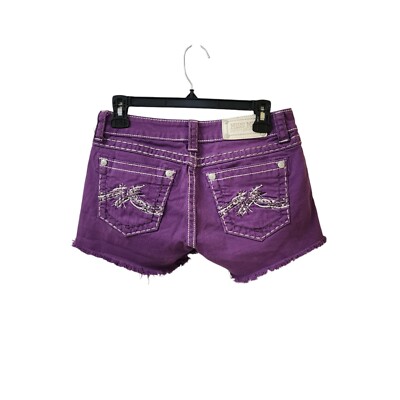 Miss Me Purple Jean Shorts Size 27 Low Rise y2k Raw Hem