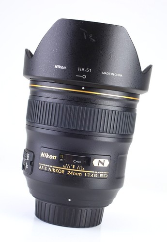 Nikon AF-S 24mm F1.4 G N ED Autofocus Prime Nikkor Lens Boxed F&R Caps & Hood - Picture 2 of 12
