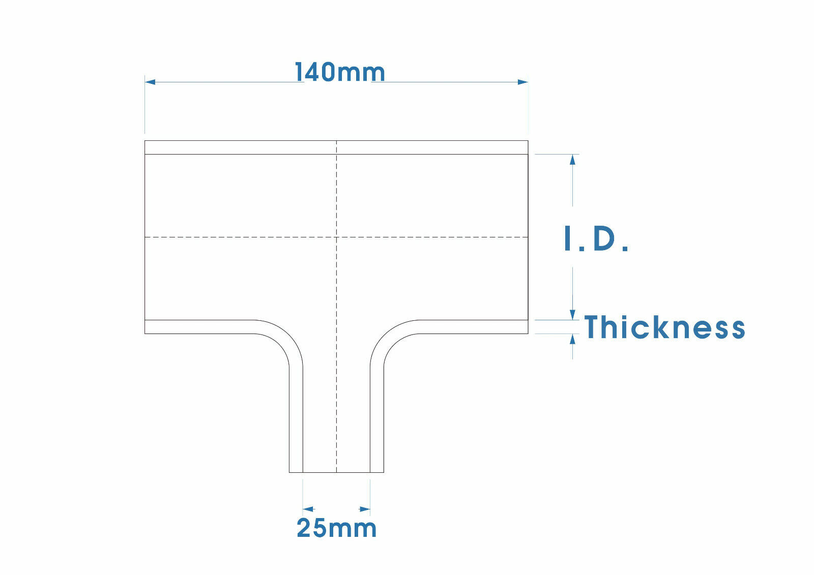 Silicone Hose T-piece T Shape 63mm 2.48 For 25mm Id Bov 3 Way+