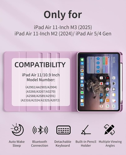 Funda con teclado para iPad Air 11 pulgadas M3/M2 (2025/2024) y iPad Air 5º/4º - Imagen 6 de 6
