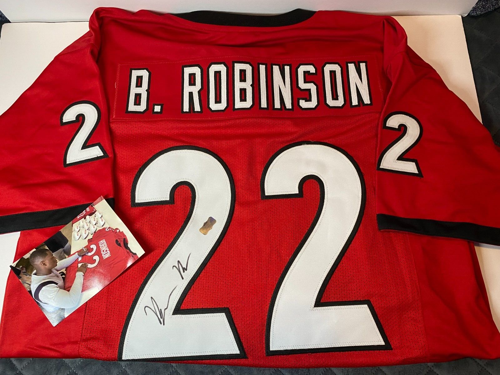 Branson Robinson Autographed Signed Georgia Bulldogs Georgia Custom Red Jersey XL 