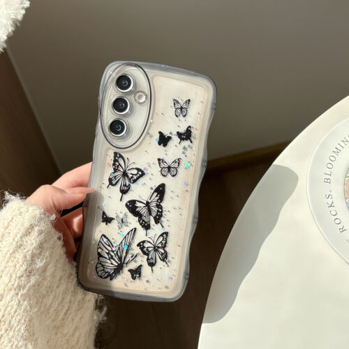 Fr Samsung A14 A15 A16 A34 A54 Wave Butterfly Clear Cute Glitter Case Shockproof - Picture 13 of 13
