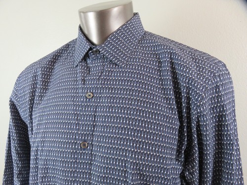 Zachary Prell Button Front Dress Shirt XL Blue Geometric Watch All Over Clocks - Picture 4 of 9