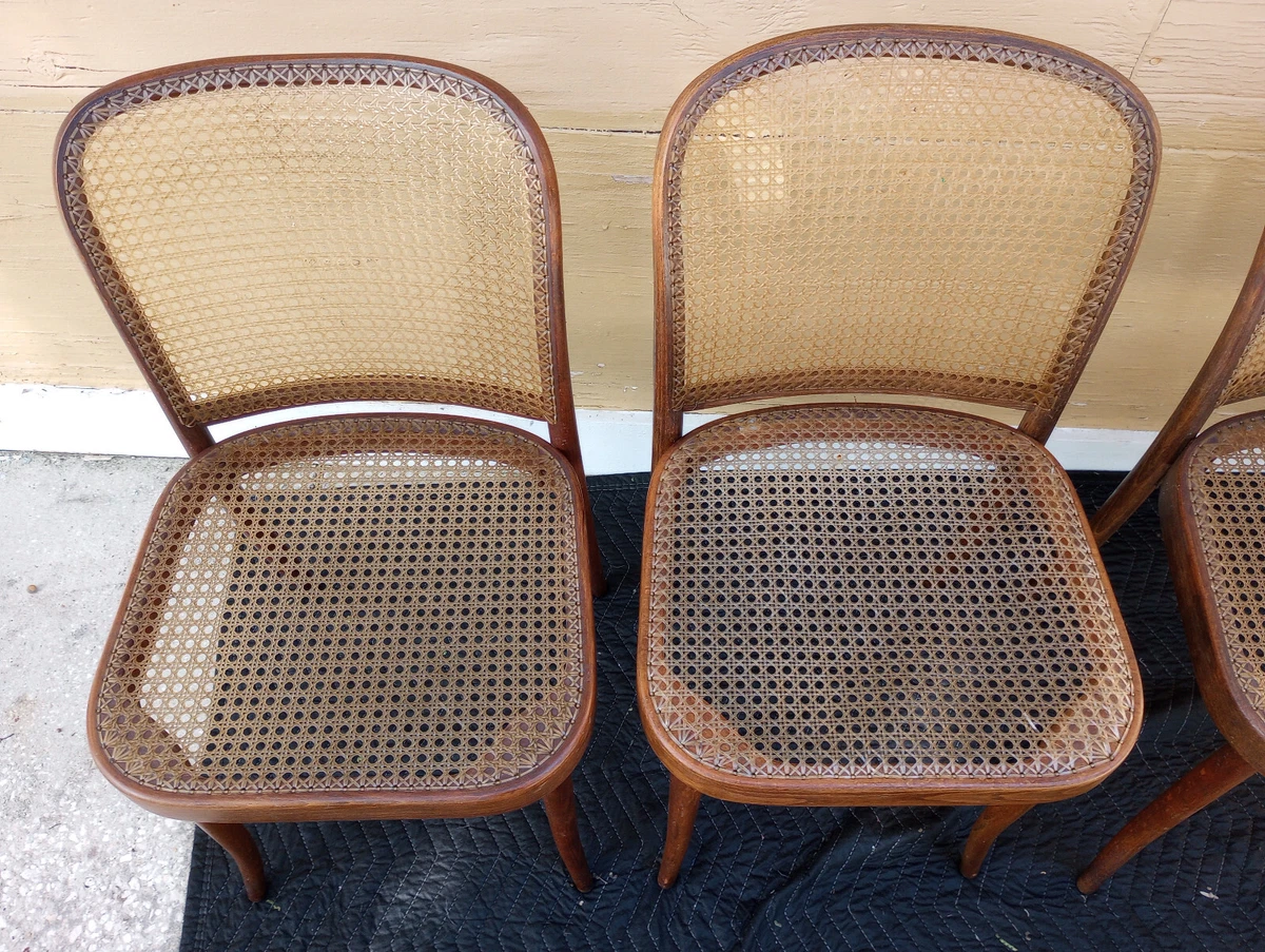 Vintage Rare set 4 Josef Hoffman Hand Woven Acrylic Cane Chairs Czechoslovakia