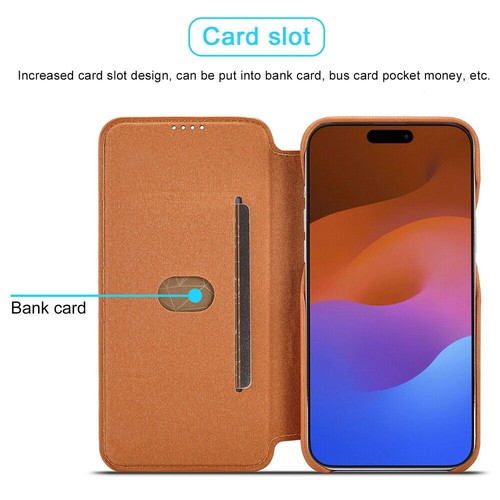 For iPhone 16 15 14 13 12 11 Pro Max XS XR Leather Wallet Case Flip Stand Cover - Photo 29 sur 73