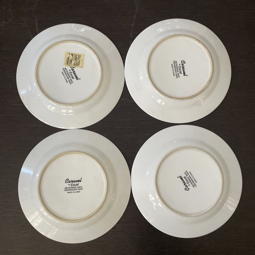 Caravel by Excel China Floral Iris & Tulip, Black Border Set Of 4 BREAD PLATE - Picture 3 of 3