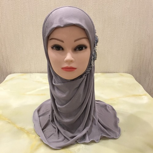 Kids Hijab One Piece Flower Amira Girls Scarf Headscarf Instant Children Prayer - Picture 11 of 30