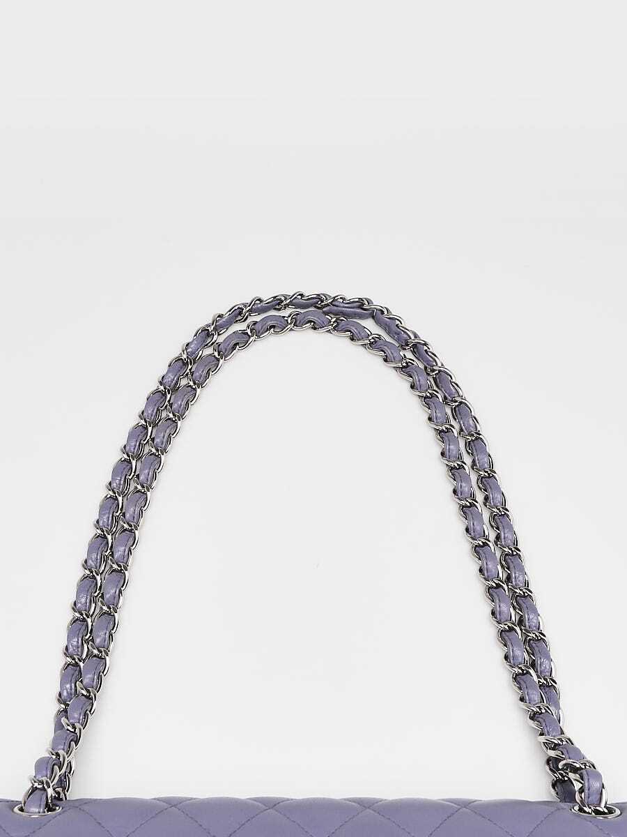 Chanel Light Purple Quilted Lambskin Leather Classic Jumbo