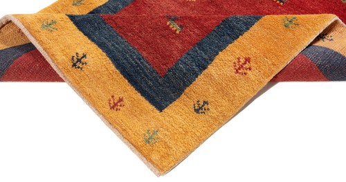 Alfombra persa anudada a mano Gabbeh 123x85 cm Orient Wolle Carpet Rug roja - Imagen 6 de 9