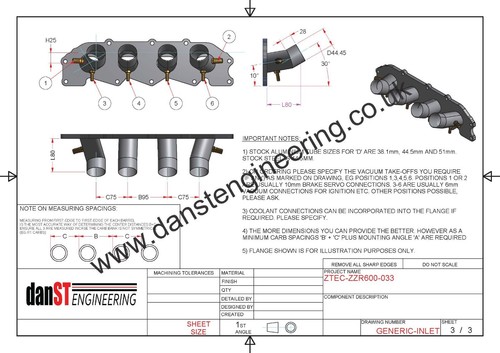 Ford ZETEC E Inlet Manifold to Suit ZZR600 Carburettors, Bike Carbs - Bild 3 von 3