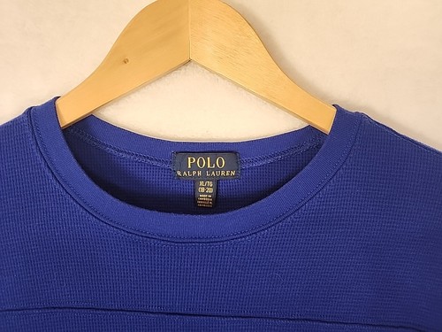 Polo Ralph Lauren Sweater Youth XL 18-20 Blue Henley Shirt Casual Yellow Pony - Picture 3 of 7