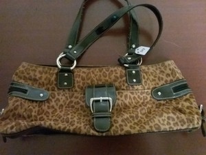 leopard print fur tote bolsa