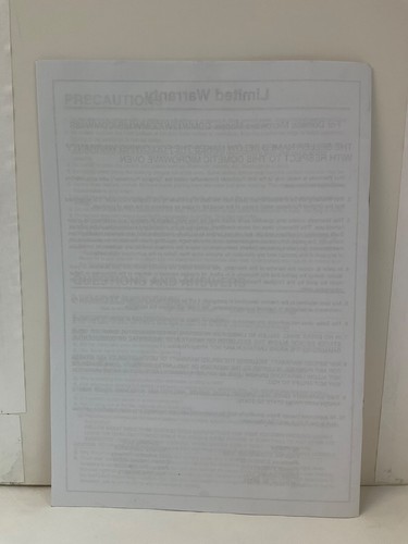 Dometic Microwave Oven Owner's Manual Book Guide Model # CDMW12W/CDMW12B/CDMW12S - Picture 2 of 5