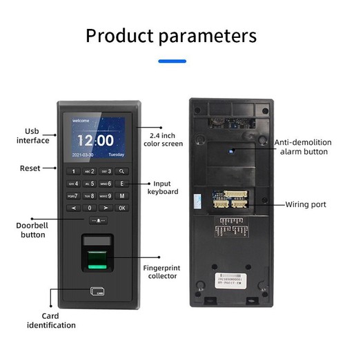 Tuya WiFi biometrische Anwesenheitsmaschine | Gesicht Fingerabdruck Passwort USB Export - Bild 7 von 9