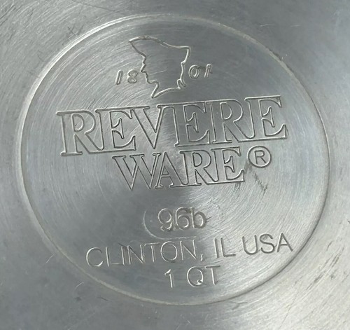Vtg 1801 Revere Ware 1 Qt Saucepan with Lid Tri-Ply Disk Clinton, IL USA 96b - Picture 17 of 22