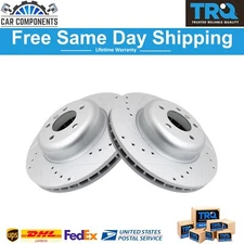 TRQ Front Driver & Passenger Side Brake Rotor Set For 2004-10 BMW 535i 645Ci