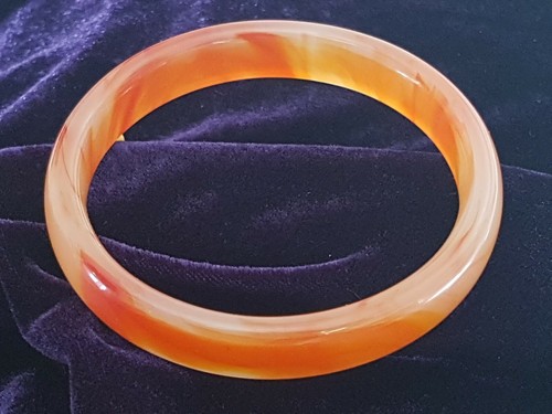 Bracciale 100% Naturale Arancio e Rosso Ciliegia HQ AA+ GIADA Bracciale Giadeite Ø60-62mm - Foto 9 di 12