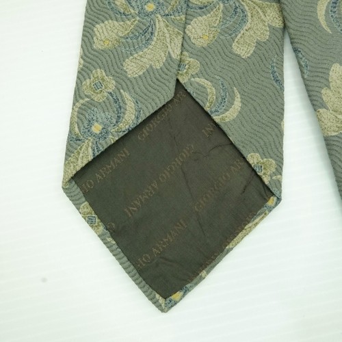 Men's Classic Designer Necktie Giorgio Armani Silk Gray Floral Italy - Imagen 4 de 7