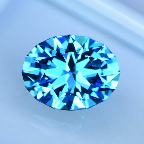 8.28ct Natural Electric Blue Topaz Custom Cut, 14.06 x 10.82mm, Watch The Video - Picture 2 of 2
