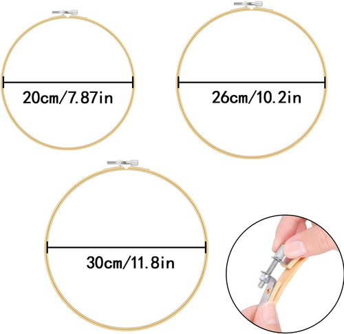 Embroidery Hoop 3PCS Circle Bamboo Cross Stitch DIY Art Craft Sewing 20cm 26cm 3 - Picture 2 of 12